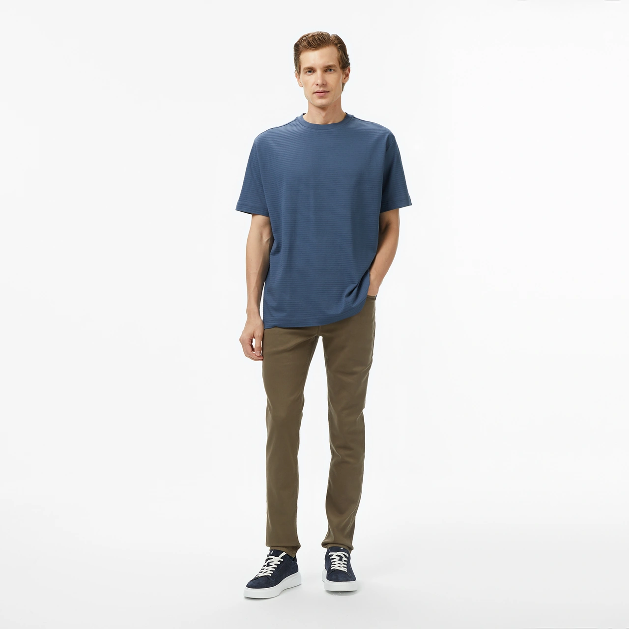 Nautica Erkek Mavi Regular Fit Çizgili T-shirt Çizgili V55326t Mavi