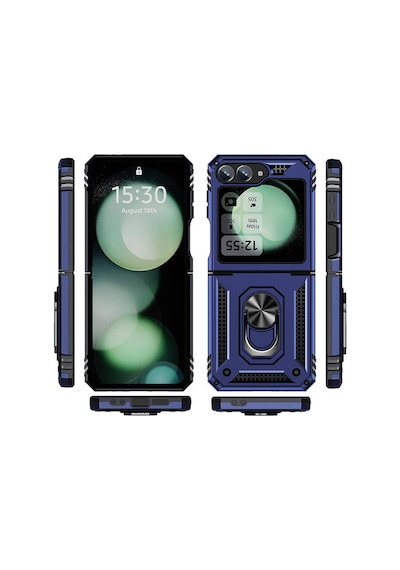 Galaxy Uyumlu Z Flip 6 Kılıf Tchs Vega Kapak - Mavi Mavi
