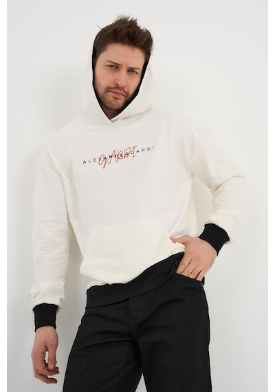 Alexander Gardi Alexandergardı Özel Unisex Baskılı Kapüşonlu Kanguru Cepli Sweatshirt Unx-0017602 Ekru