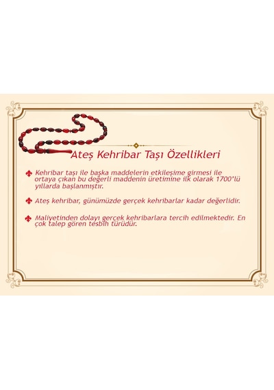 925 Ayar Gümüş Püsküllü Arpa Kesim Kırmızı Ateş Kehribar Tesbih