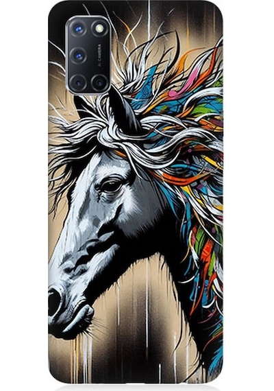 Oppo A72 Uyumlu Renk Patlamalı At Desenli Silikon Kılıf Çok Renkli