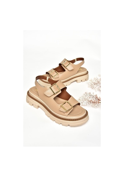 Fox Shoess437302209 Ten Kalın Tabanlı Kadın Sandalet Ten Rengi