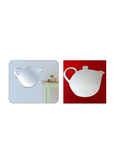 Aynalı Duvar Süsü Sticker Çaydanlık Şekilli Çok Renkli