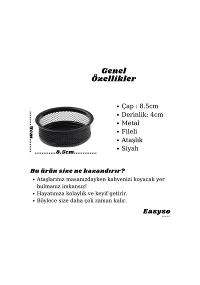 Metal Masa Üstü Seti Siyah Ataşlık Küpnotluk Mlik 3'lü Görseldeki Renk
