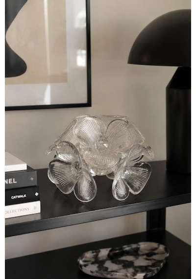Lüks El Yapımı Kristal Cam Çiçek Dekoratif Obje El Kesmesi Kristal Top Detaylı