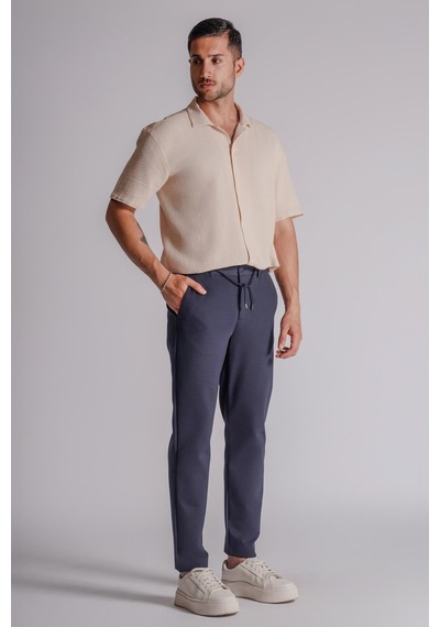 Braccas Erkek Yandan Cepli Beli Lastikli Relaxed Fit Chino Pantolon Lacivert Lacivert