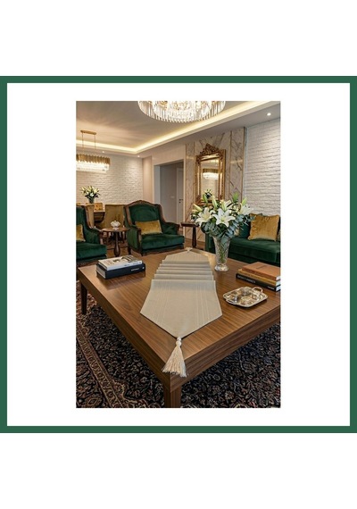 Bezos Çizgili Tek Runner, Colber Tek Runner 40x140cm Kahve Bzs01