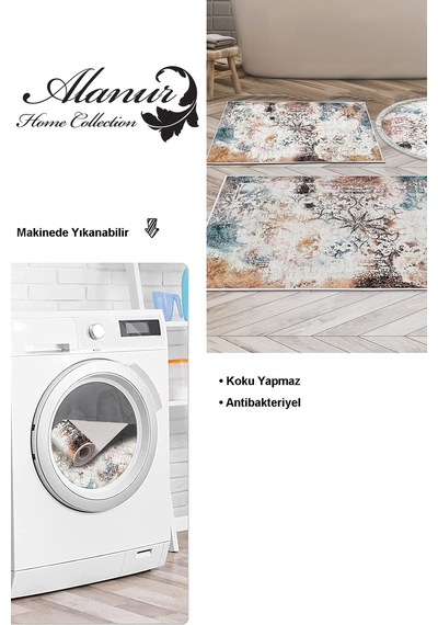 Dekoreko Kaymaz Taban Djt 3 Lü Banyo Paspas Takımı Trend Karışık Modern 609m Renkli