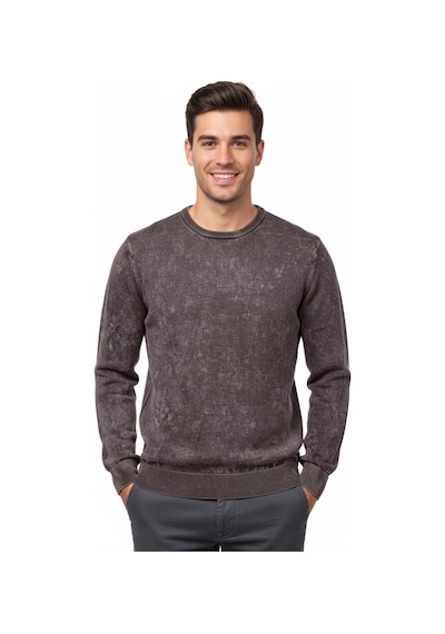 Raymons Erkek Spor Sıfır Yaka Taşlama Yıkamalı Regular Fit Kazak Bgl-st04952 Kahverengi