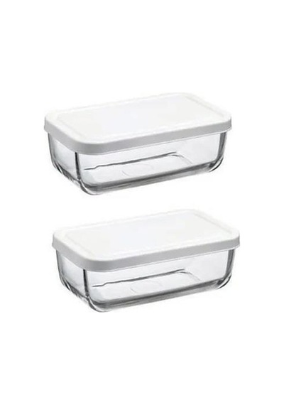 Paşabahçe 53853 Beyaz Snow Box Kapaklı Cam Saklama Kabı 2 Adet