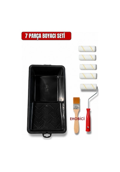 Ehobici 7 Parça Boyacı Seti Saten Rulo Parmak Rulo