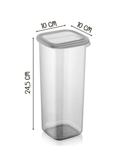Kitchen Life 6'lı Jumbo Boy Etiketli Dikdörtgen Erzak Saklama Kabı Seti 1750ml Çay Şeker Saklama kabı 1,75 Litre