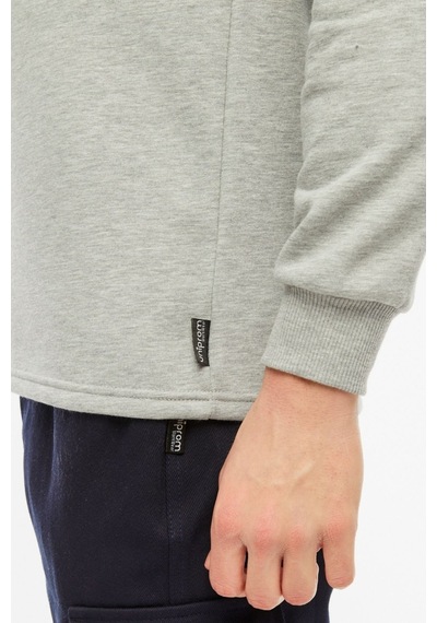 Uniprom Sweatshirt Polo Yaka İçi Polarlı 3 Iplik Pamuklu Normal Kesim Erkek Gri
