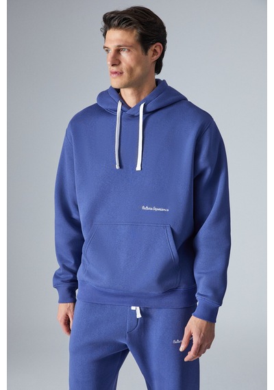 Grımelange NARCISO Erkek Yumuşacık İçi Polarlı Mavi Sweatshirt