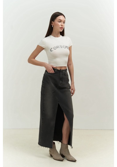 Mai Collection Mai Studios Co. Cowboys Beyaz Penye Crop