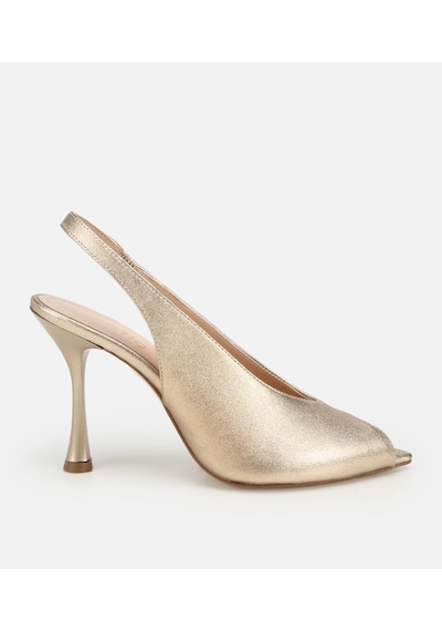 Hotiç Kadın Deri Gold Burnu Açık İnce Topuklu Stiletto Çok Renkli
