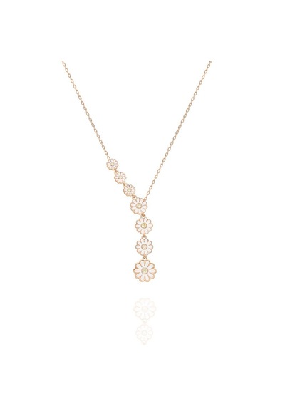 Modahilye - 925 Ayar Gümüş Rose Gold Sıralı Papatya Kolye Rose Gold