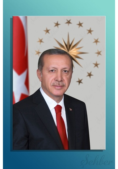 Türkiye Cumhuriyeti Cumhurbaşkanı Recep Tayyip Erdoğan'in Resmi Bir Portresi Dikey Kanvas Tablo 4121