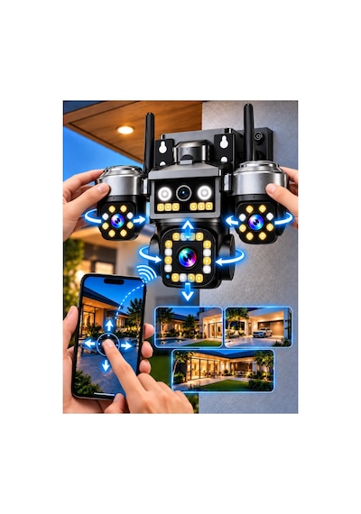 Okam 202plusw 4k 4 Kamera Wifi Ptz Sesli Akıllı Takip Zoom Güvenlik Kamera 7/24 Koruma 3+3+3+3mp