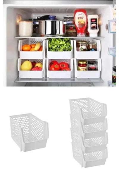 2 Adet Üst Üste Geçebilen Çok Amaçlı Banyo Lavabo Altı Düzenleyici Organizer Büyük Boy - Beyaz