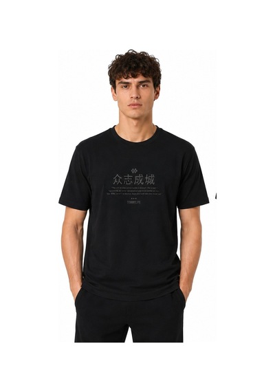 TOMMYLIFE Tommy Life Basic Erkek Tshirt Bisiklet Yaka Siyah 88506