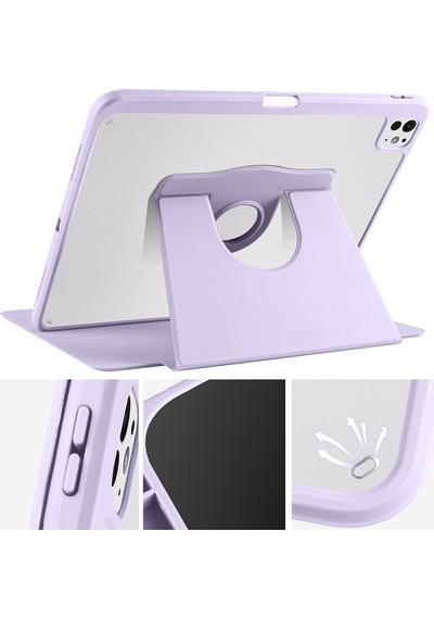 Apple Uyumlu iPad Pro 12.9 3./4./5./6. Nesil Kılıf Termik Kalem Bölmeli Dönebilen Standlı Kılıf 2018-2022