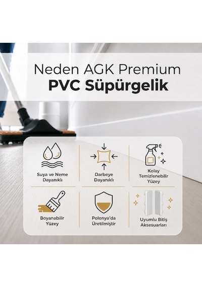 Sempla Suya Dayanıklı Pvc Süpürgelik 8 Cm - Beyaz - Smp701 - 2.40 M