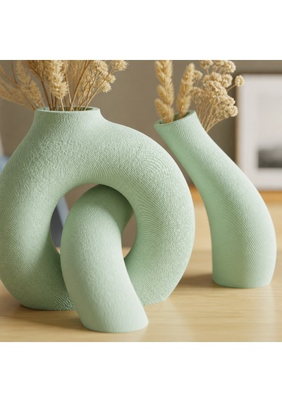 3d Baskı Interlocking Vazo - İç İçe Geçen Dekoratif Vazo-mint Çok Renkli
