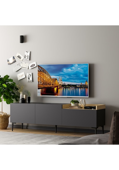 Mia TV Sehpası – Antrasit & Safir Meşe Detaylı Modern Televizyon Sehpası Mia TV Sehpası – Antrasit & Safir Meşe Detaylı Modern Televizyon Sehpası
