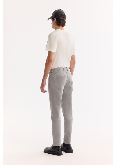 Avva Erkek Gri Klasik Bel Parça Boya Pamuklu Yıkamalı Berlin Slim Fit Jean Pantolon A52y3509
