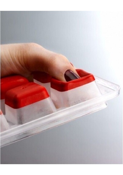 12'li Silikon Taban Yapışmaz Kapaklı Buz Kalıbı Buzluk - 1 Adet Plastik Diğer