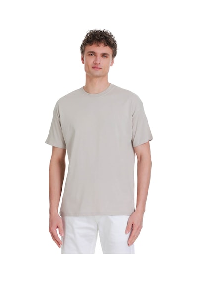 Hatemoğlu Ekru Regular Fit 100% Pamuk Bisiklet Yaka Oversize Tişört 1995330 Ekru