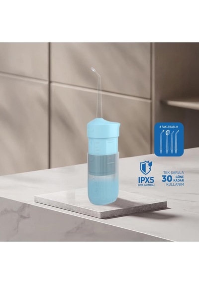 Polosmart Pbs821 Şarjlı 3 Modlu 4 Başlıklı Ağız Duşu Mavi