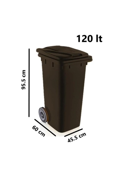 Omnipazar Sy-6505 Tekerlekli Kapaklı Plastik Çöp Konteyneri 120 Lt Siyah
