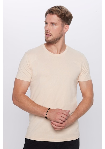 Tudors Unisex 5'li Paket Siyah-beyaz-taş-gri-haki Slim Fit Dar Kesim %100 Pamuk Bisiklet Yaka Tişört-32695 Haki