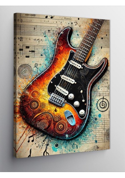 Kanvas Tablo Soyut Elektro Gitar Ve Sanat 50cmx70cm