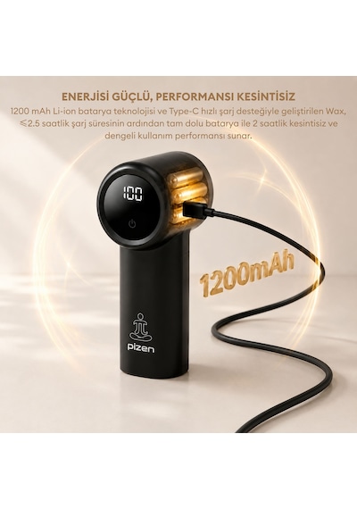 Pizen Wax Şarjlı Taşınabilir Tüy Tiftik Temizleyici 3 Kademeli Dijital Göstergeli 2 Yedek Bıçaklı Lint Roller Siyah