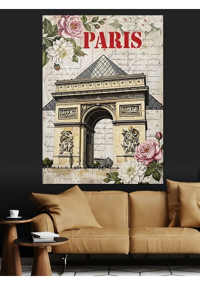 Paris Zafer Takı Çizim Dekoratif Kanvas - Mdf Ahşap Tablo