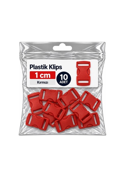 Paracord Aksesuar Paracord Bileklik Plastik Klips 1 Cm Kırmızı 10 Adet