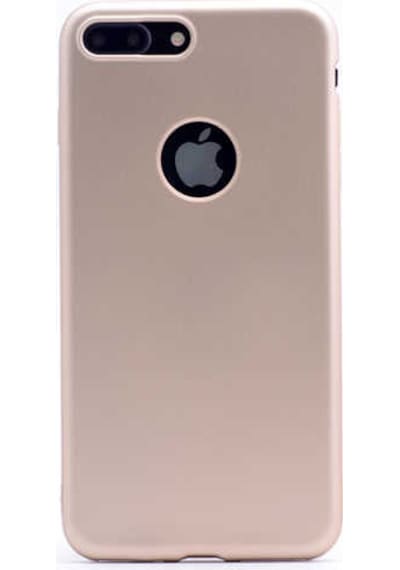 Noktaks - Apple Uyumlu iPhone 8 Plus - Kılıf Mat Soft Esnek Premier Silikon Kapak - T1643 - Gold Gold