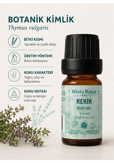 Minia Bahçe Bitki Ve Sanat Atölyesi Saf ve Katkısız Bitkisel Uçucu Kekik Yağı 10 ML