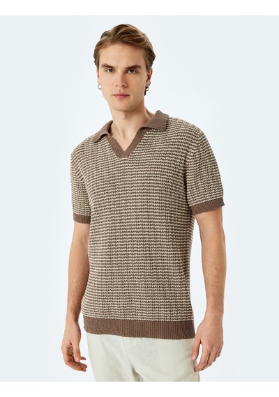 Koton Pamuk Karışımlı Polo V Yaka Çizgili Kısa Kollu Triko Tişört Deve Tüyü Çizgili 5sam70019ht Camel Çizgili Camel Koton Pamuk Karışımlı Polo V Yaka Çizgili Kısa Kollu Triko Tişört Deve Tüyü Çizgili 5sam70019ht Camel Çizgili Camel