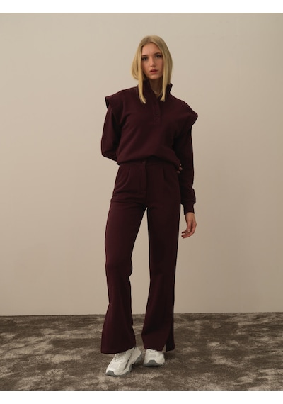 Xint Bordo Pamuk Dokulu Regular Fit Sweat Pantolon 470414