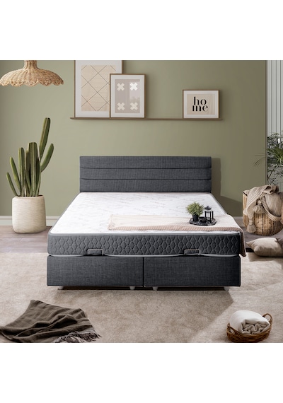 Sofia Çift Kişilik Baza Başlık Letto Yatak Seti - Antrasit 180 x 200