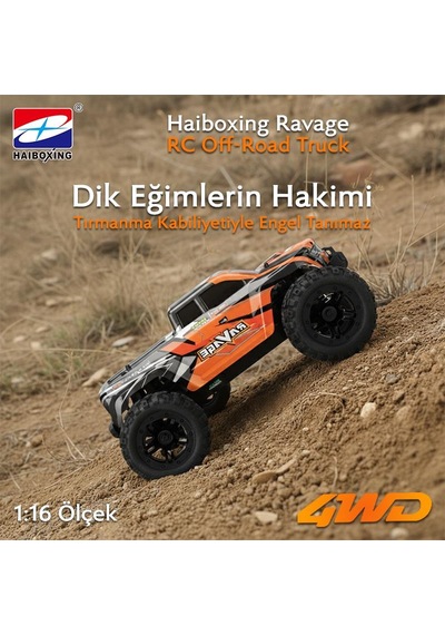 Haıboxıng Rc 1/16 Ravage 45+ Km/h Sürat Uzaktan Kumandalı Rc Model Araba Rtr Elektrikli 4wd Brushless Fırçasız Offroad Truck Turuncu