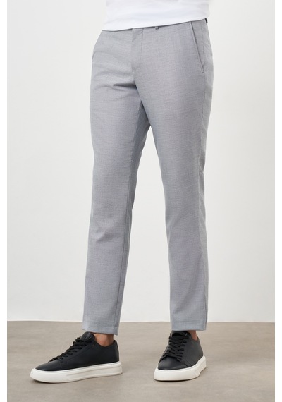 Morven Erkek Gri Poliviskon Trend Desenli Lastikli Slim Fit Pantolon 24ms003037100 Gri