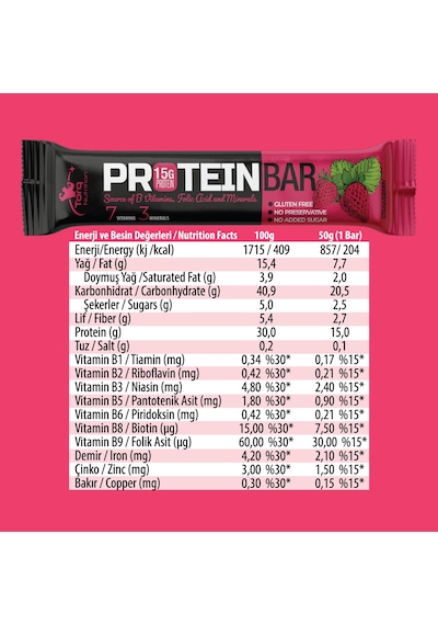 Torq Nutrition Protein Bar Çilekli (12 adet)