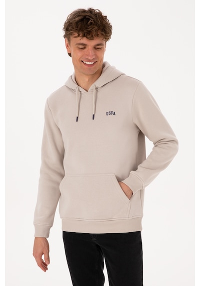 U.S. Polo Assn. Erkek Regular Fit Kapüşonlu Şardonlu Taş Basic Sweatshirt 50315582-VR049