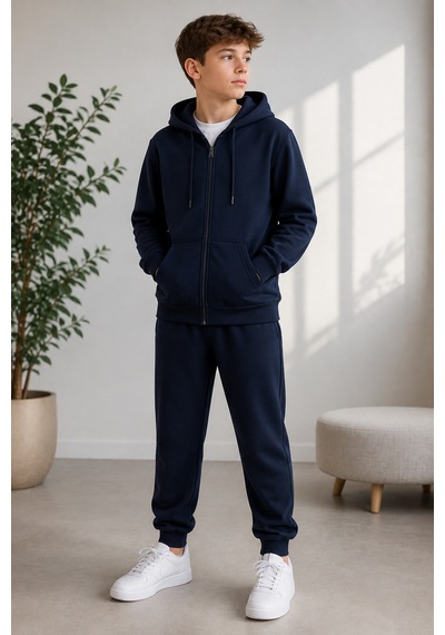 Beniizle Kapüşonlu Unisex Çocuk Eşofman Takımı Lacivert