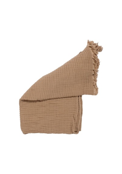 Unisex Kahve Püsküllü 4 Kat Battaniye 80x120 Çok Renkli